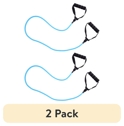(2 Pack)  Resistance Tube Exercise Band, Light Resistance, Blue