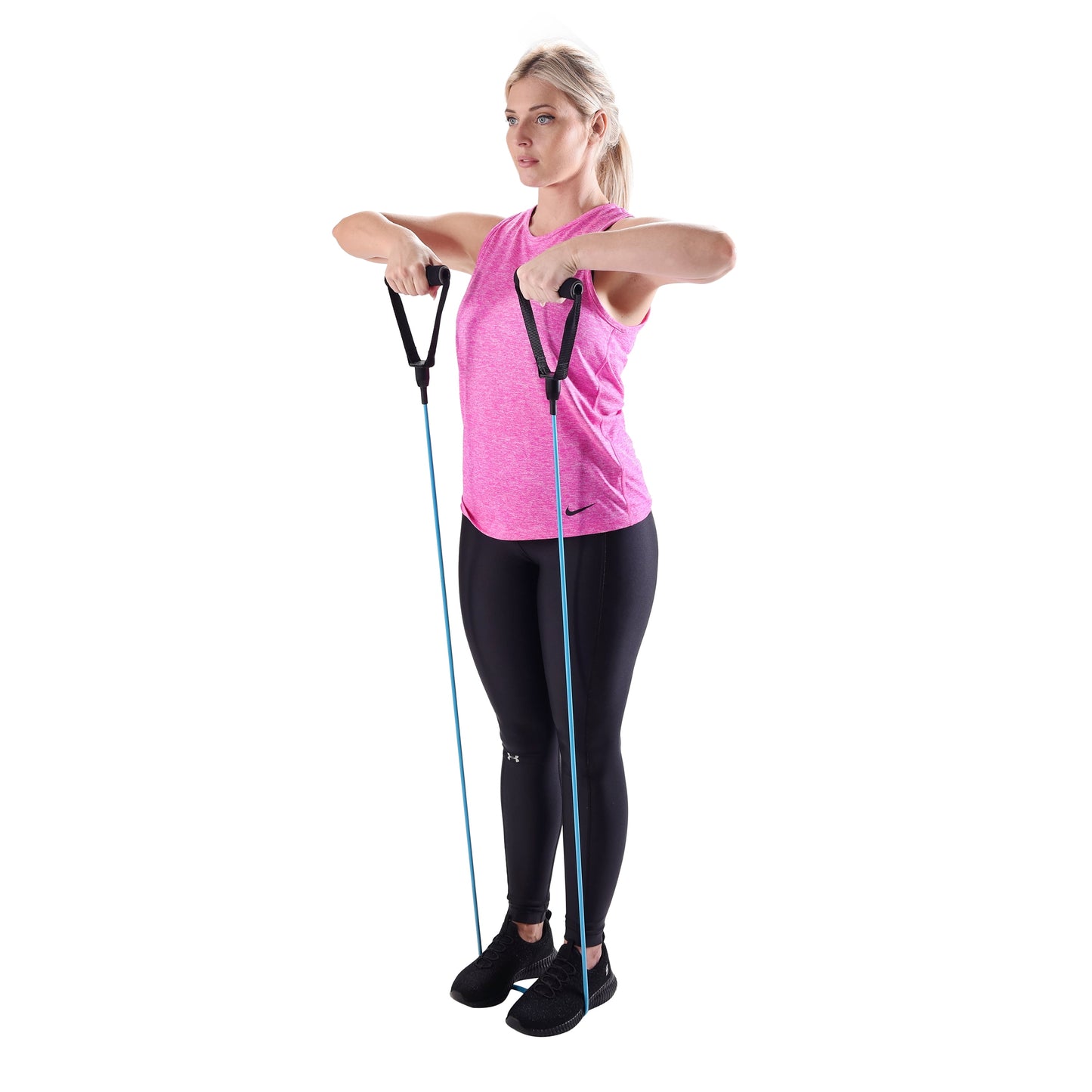 (2 Pack)  Resistance Tube Exercise Band, Light Resistance, Blue