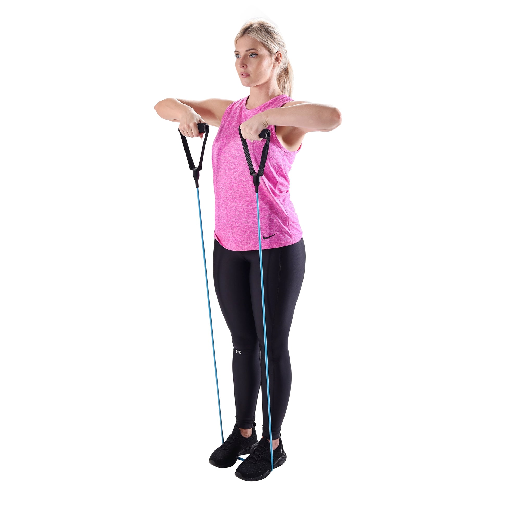 (2 Pack)  Resistance Tube Exercise Band, Light Resistance, Blue