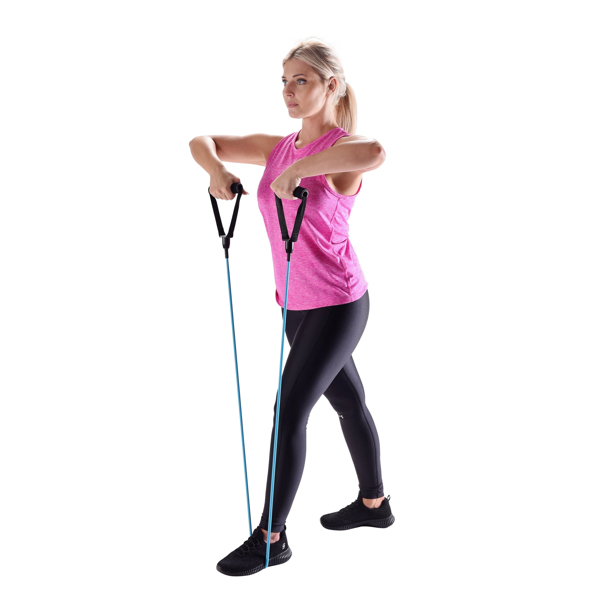 (2 Pack)  Resistance Tube Exercise Band, Light Resistance, Blue